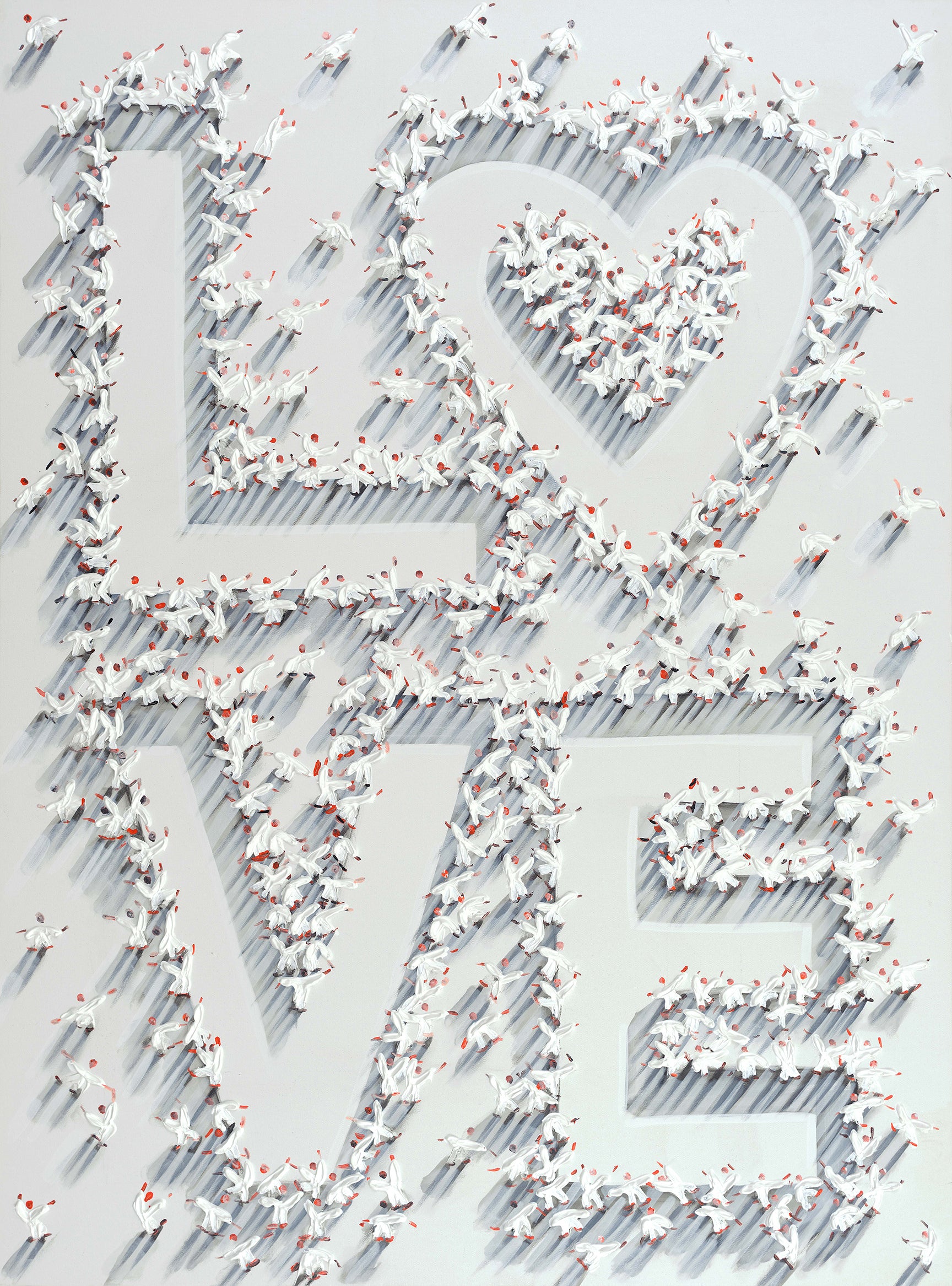 LOVE with Heart - White on White - Original Painting by Hulbert ...